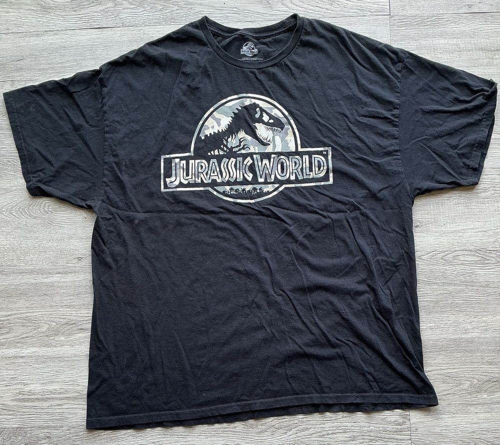 Jurassic World Men’s 2XL Classic Fit Short Sleeve Crewneck T. rex Logo Tee Black