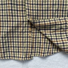 Viyella Cotton Wool Blend Flannel Button Down XL Beige Navy Green Gun Club Check