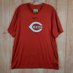 Nike Mens T-Shirt Sz XL Red Cincinnati Reds New Legend Logo V-Neck Short Sleeve