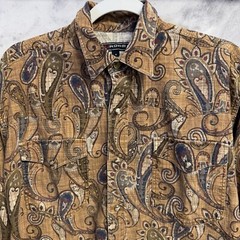 Roper Western Pearl Snap Shirt Mens Medium 22.5×29 Brown Paisley Long Sleeve