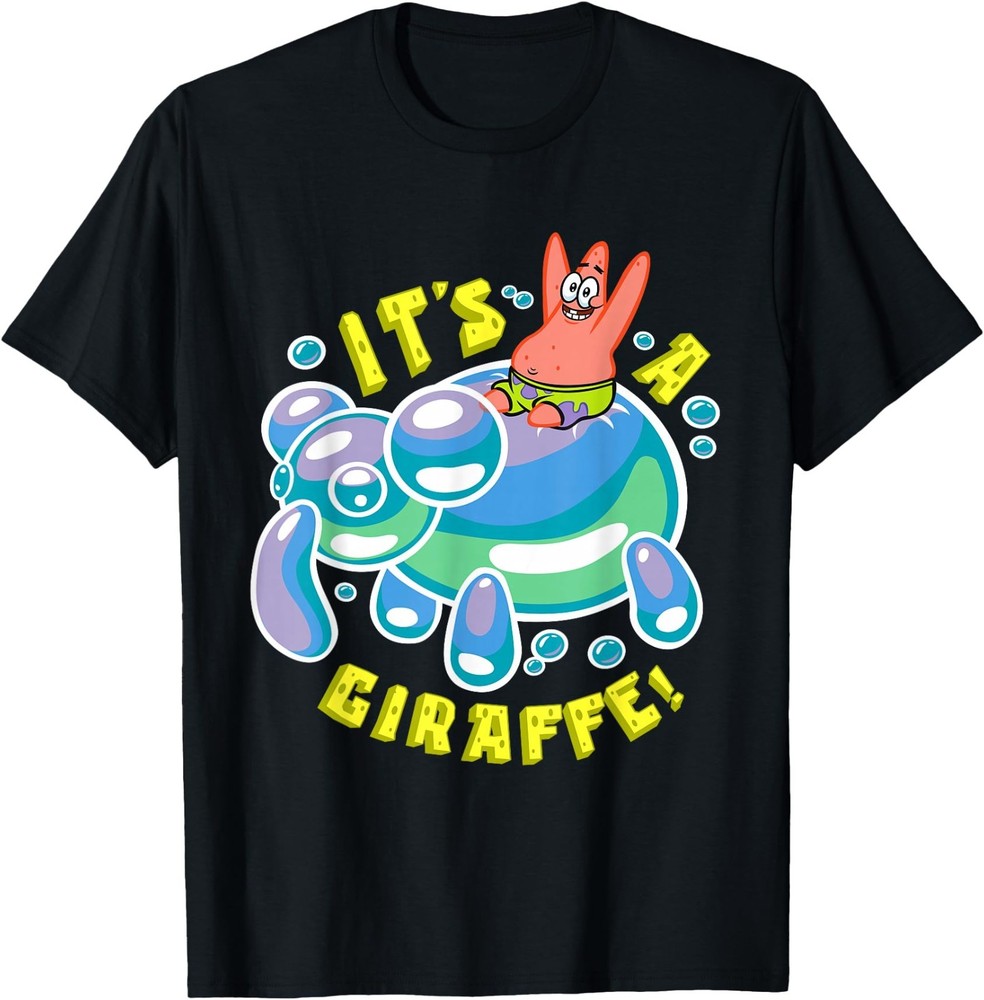 Spongebob Its a Giraffe Patrick Star Riding Balloon Giraffe T-Shirt