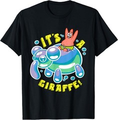 Spongebob Its a Giraffe Patrick Star Riding Balloon Giraffe T-Shirt