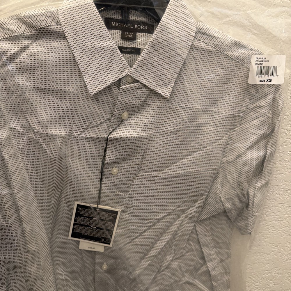 Michael Kors Mens Short Sleeve Mini Bowtie Shirt Xtra Small