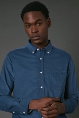 Maine Airforce Blue Cord Shirt Mens Casual Shirts