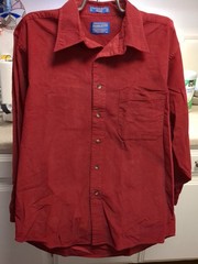 Pendleton- Men Large Red Wine Vancouver Shirt Textured Woolen Mills Button Down