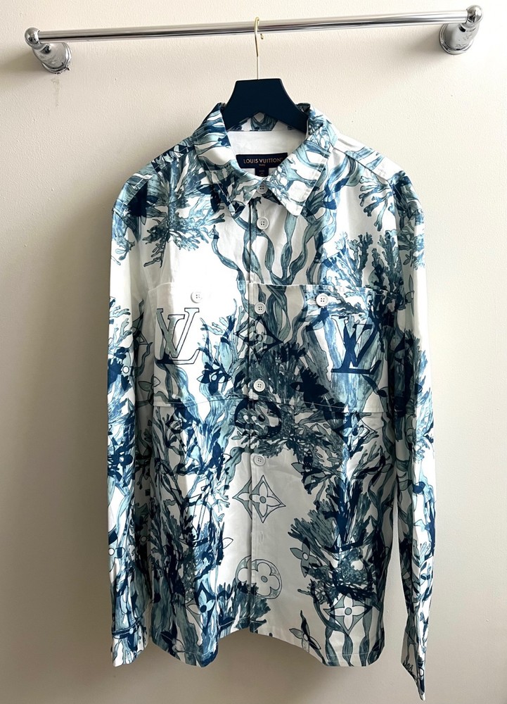 Authentic Louis Vuitton Aquagarden Monogram Oversize Seeweed Shirt Size L