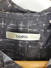 Campia Moda Medium Gray Striped Windowpane Button Up Casual Collared Shirt