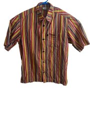Nike Air Jordan Shirt Men XL Multicolor Striped Short Sleeve Pockets JumpMan
