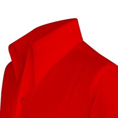 Red High Open Button Down Collar Buttonless Mens Custom Made Formal Office Shirt