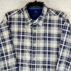 Construct Slim Fit Plaid Button Down Dress Shirt Men L Long Sleeve flip cuff