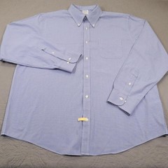 Brooks Brothers Dress Shirt Mens XL Blue Micro Check Houndstooth Regent Supima