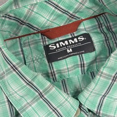 Simms Fishing Shirt Men Medium Regular Long Sleeve Green Plaid Outdoor Gorpcore