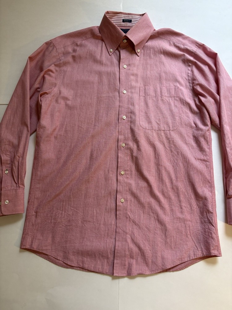Tommy Hilfiger Regular Fit Button Down Shirt Pink Mens 15.5 32 33 Medium