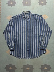 Coliseum Denim Vertical Stripe Button Down Shirt Beachy Layers Men’s Medium