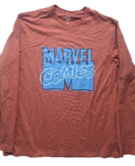 Men’s Amazon Essentials Marvel Comics Long-Sleeved T-Shirt Rust Orange Size XL