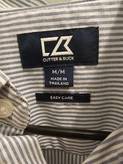 Cutter & Buck Button Down Walmart Stripe Blue Spark Dress Shirt Medium Employee