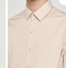 NWT Sandro Paris Men’s Button Down Shirt Size XS Beige Viscose Designer Luxury