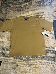 DRI ESSENTIALS Men’s M Brown Solid Logo Crew Neck Short Sleeve T-Shirt