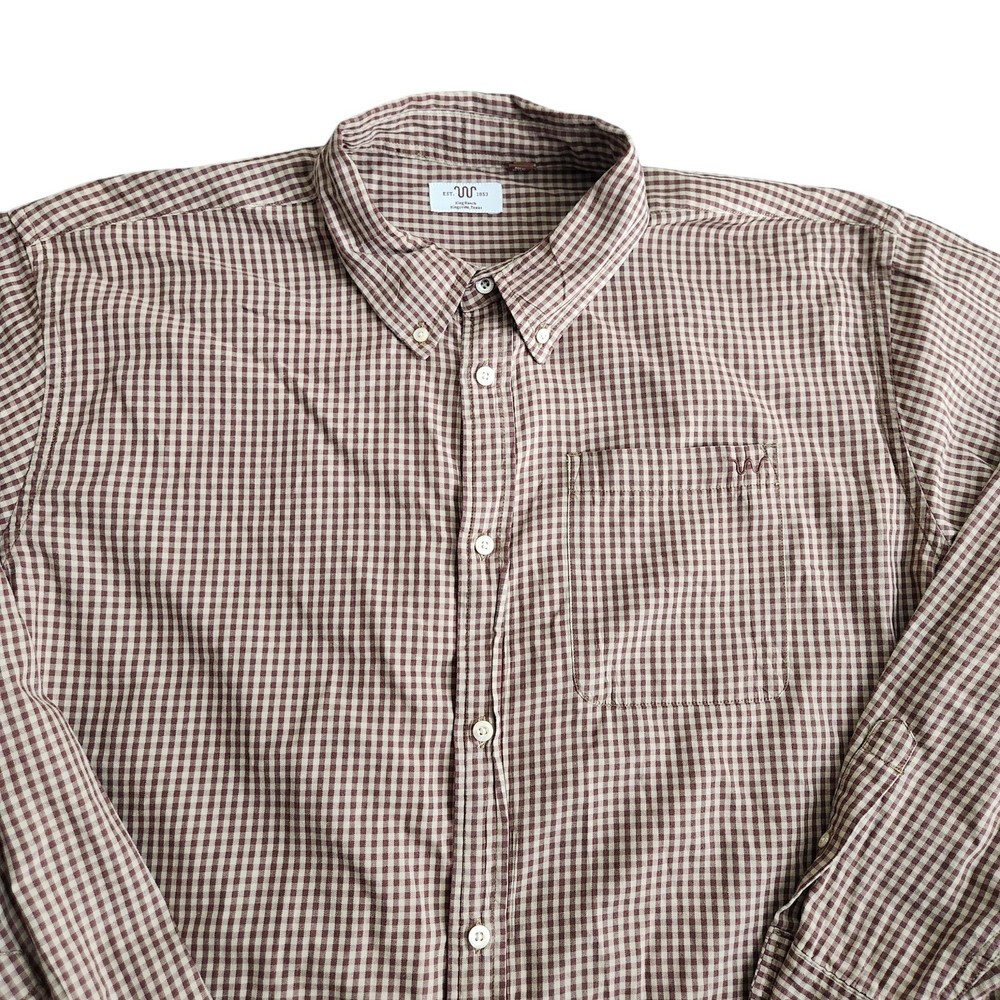 King Ranch Main House Button Down Western Shirt Men’s 2XL Brown Gingham Plaid