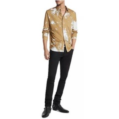 John Varvatos Madera Button Down 100% Linen Shirt Mustard Gold Size XL NWOT $268