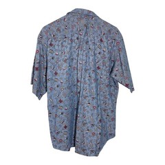 Ruff Hewn Medium Blue Button Down Nautical Flag Rope Print Coastal Dadcore
