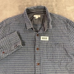 Sun + Stone Button Down Shirt Mens Large Blue Striped Long Sleeve Cotton