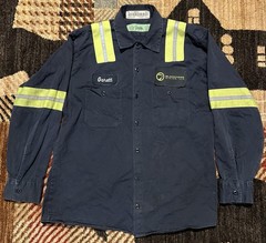 🟩🟩🟩 BLACKHAWK MINING COAL COMPANY ISSUED REFLECTIVE STRIPES MINER SHIRT LARGE