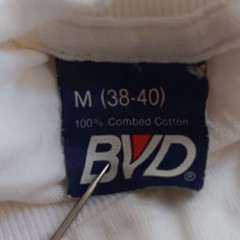 Vintage T-shirt Single Stitch Medium B.V.D. Mens White Crew Neck 100% Cotton 80s