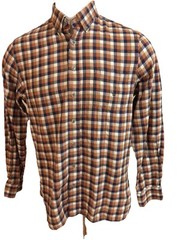 King Ranch Men Button Brown Shirt Check Plaid Check Tag XL – Measures Like Large