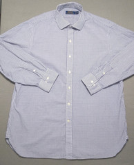 Polo Ralph Lauren 2XL Mens 17 32/33 Gingham Button Up Long Sleeve Blue Cotton