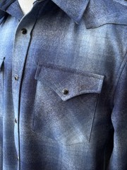 Pendleton Canyon Button Snap Shirt Wool Flannel Blue Mens Medium