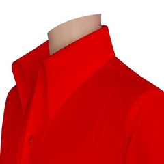 Red High Open Button Down Collar Buttonless Mens Custom Made Formal Office Shirt