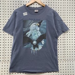 Vintage Eagle Narture Shirt Mens Medium Faded Blue Single Stitch MAde USA 19X26
