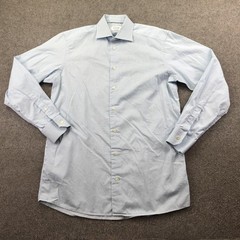 Eton Shirt Mens 15.5 39 Blue Pinstripe Dress Long Sleeve Spread Collar