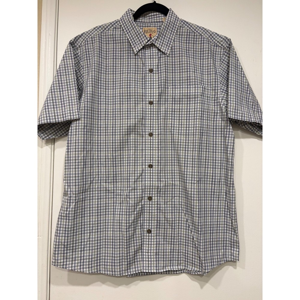 RedHead || Button Down Shirt || L || Blue Green Plaid || 100% Cotton