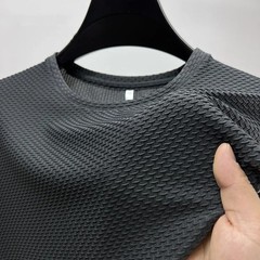 Silk High-End Solid Color High Quality Short Sleeve T Shirts Men’s