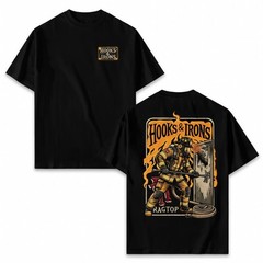 Ragtop Hooks & Irons Firefighter Double Sided Vintage Fireman Graphic T-Shirt