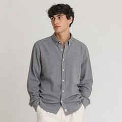 LE ALFRE Men’s Gray Houndstooth Flannel Button Down shirt size Medium