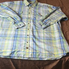 John Randall Collection Men’s 3X Blue Green Plaid Woven Cotton Tencel Shirt