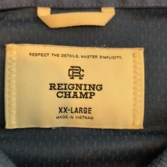 Reigning Champ Men’s Solid Blue Polo Shirt XXL Short Sleeve Button Collar