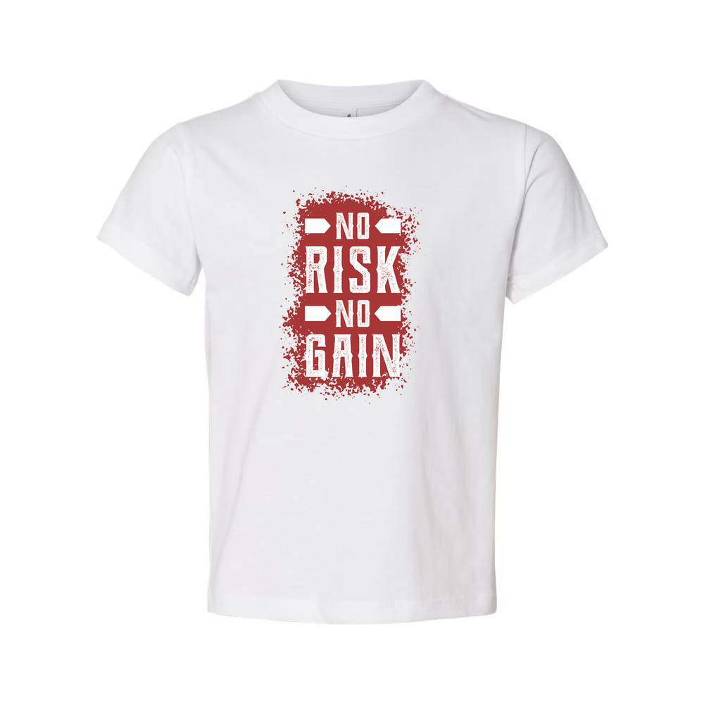 No Risk No Gain Unisex Graphic T Shirt With Bold Red Splatter Print Short Sleeve