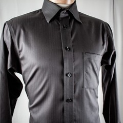 JOSEPH ABBOUD Silver Gray Solid Striped Cotton Men Dress Shirt Size 15