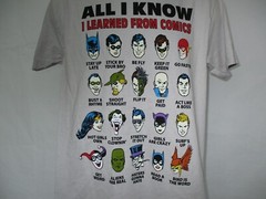 All I Know I Learned From Comics DC Comic Gray T-Shirt Men’s Sizes S & L New