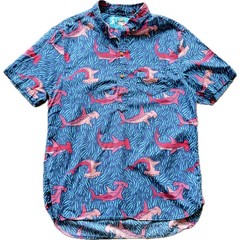 CHUBBIES The Nutter Hammerhead Shark Print Hawaiian Shirt Half Button USA Made M