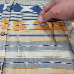 7 Diamonds Shirt Mens Large Southwestern Stripe Cuffed Short Sleeve Cotton Logo