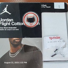 Jordan Flight Cotton Stretch Undershirt Crew Men’s Small White 2 Pack New Shirt