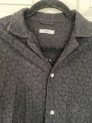 Bode Black Tile Lace Button Up Cotton Blend Shirt Small Medium
