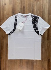 ALEXANDER MCQUEEN white Stud Harness cotton t-shirt Size Large authentic NWT