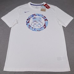 New Nike USA Olympic T Shirt Mens Large White Team Rings Graphic Cotton Crewneck