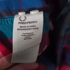 Fred Perry Button Down Shirt Large Multicolor Madras Plaid Short Sleeve Mod 60s